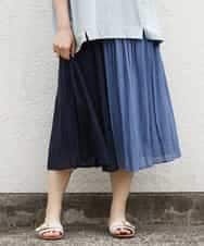 OLHHM12090 eur3(エウルキューブ) 【大きいサイズ】バイカラーギャザースカート ネイビー(57)