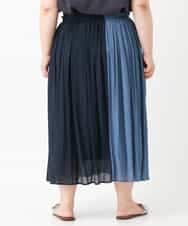 OLHHM12090 eur3(エウルキューブ) 【大きいサイズ】バイカラーギャザースカート ネイビー(57)