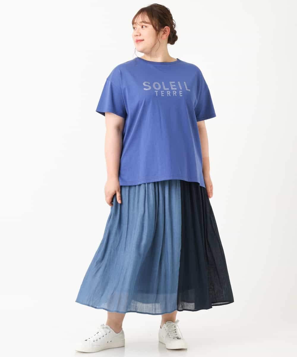 OLHHM12090 eur3(エウルキューブ) 【大きいサイズ】バイカラーギャザースカート ネイビー(57)