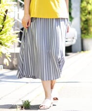 OLHHP14090 eur3(エウルキューブ) 【大きいサイズ】ストライププリーツスカート ブルー(55)