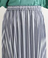 OLHHP14090 eur3(エウルキューブ) 【大きいサイズ】ストライププリーツスカート ブルー(55)