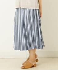 OLHHP14090 eur3(エウルキューブ) 【大きいサイズ】ストライププリーツスカート ブルー(55)
