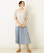 OLHHP14090 eur3(エウルキューブ) 【大きいサイズ】ストライププリーツスカート ブルー(55)