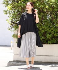 OLHHP14090 eur3(エウルキューブ) 【大きいサイズ】ストライププリーツスカート グレー(92)