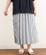 OLHHP14090 eur3(エウルキューブ) 【大きいサイズ】ストライププリーツスカート グレー(92)