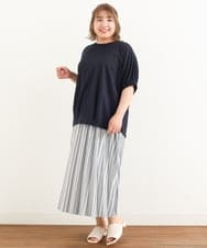 OLHHP14090 eur3(エウルキューブ) 【大きいサイズ】ストライププリーツスカート グレー(92)