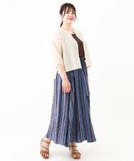 OLHHV16089 eur3(エウルキューブ) 【大きいサイズ/洗える/a.v.v×eur3】ドビーストライプフレアスカート ブルー(55)