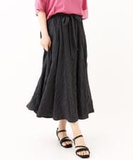 OLHHV16089 eur3(エウルキューブ) 【大きいサイズ/洗える/a.v.v×eur3】ドビーストライプフレアスカート ダークグレー(93)