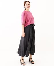 OLHHV16089 eur3(エウルキューブ) 【大きいサイズ/洗える/a.v.v×eur3】ドビーストライプフレアスカート ダークグレー(93)