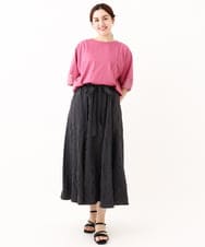 OLHHV16089 eur3(エウルキューブ) 【大きいサイズ/洗える/a.v.v×eur3】ドビーストライプフレアスカート ダークグレー(93)