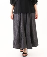 OLHHV16089 eur3(エウルキューブ) 【大きいサイズ/洗える/a.v.v×eur3】ドビーストライプフレアスカート ダークグレー(93)