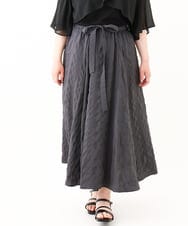 OLHHV16089 eur3(エウルキューブ) 【大きいサイズ/洗える/a.v.v×eur3】ドビーストライプフレアスカート ダークグレー(93)