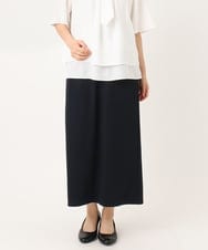 OLHIA14109 eur3(エウルキューブ) 【大きいサイズ】カットジョーゼットナロースカート ネイビー(57)