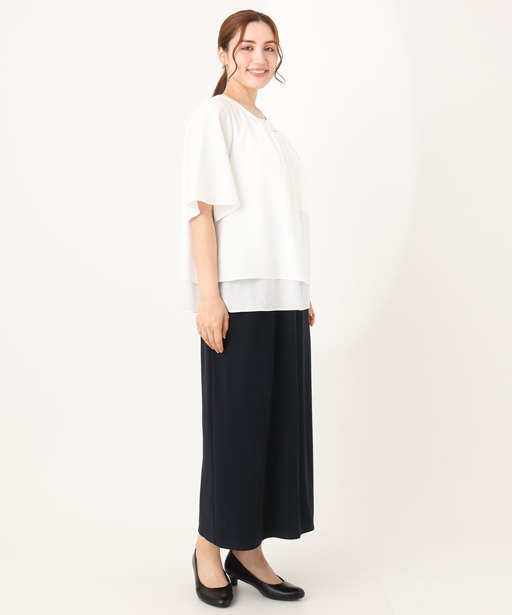 OLHIA14109 eur3(エウルキューブ) 【大きいサイズ】カットジョーゼットナロースカート ネイビー(57)