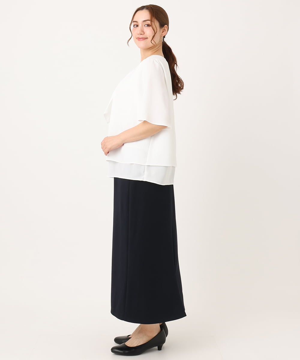 OLHIA14109 eur3(エウルキューブ) 【大きいサイズ】カットジョーゼットナロースカート ネイビー(57)