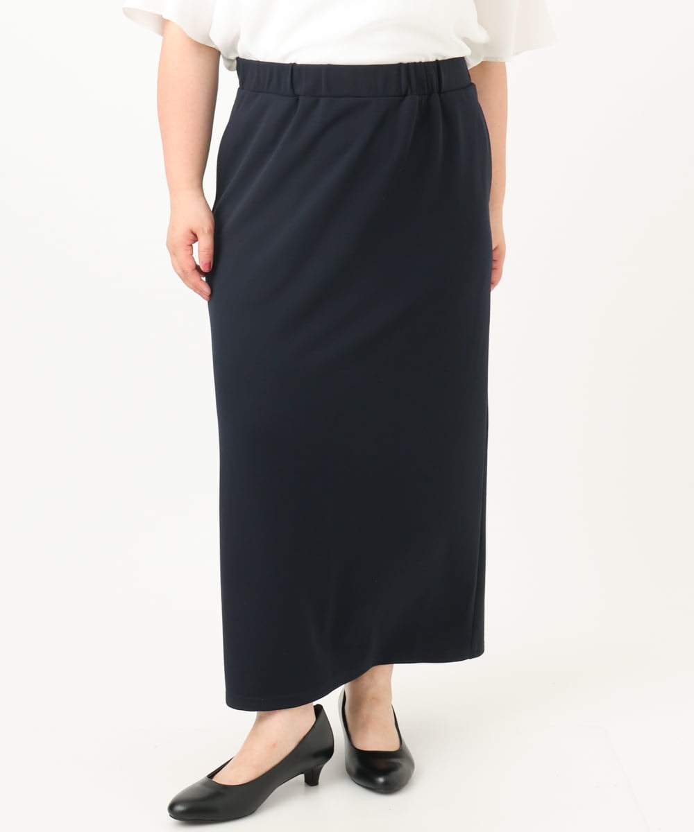 OLHIA14109 eur3(エウルキューブ) 【大きいサイズ】カットジョーゼットナロースカート ネイビー(57)