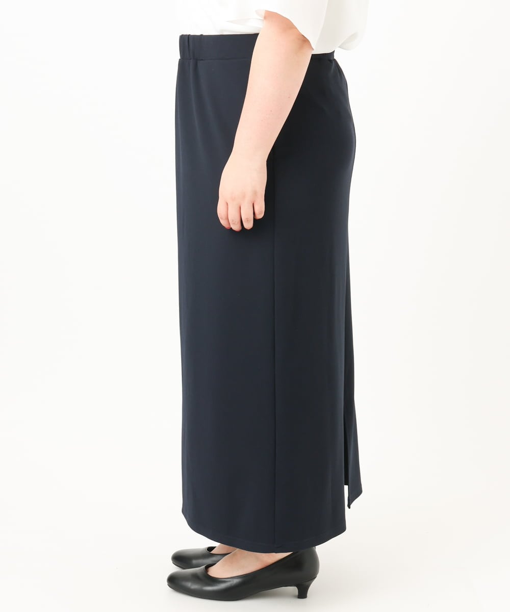 OLHIA14109 eur3(エウルキューブ) 【大きいサイズ】カットジョーゼットナロースカート ネイビー(57)