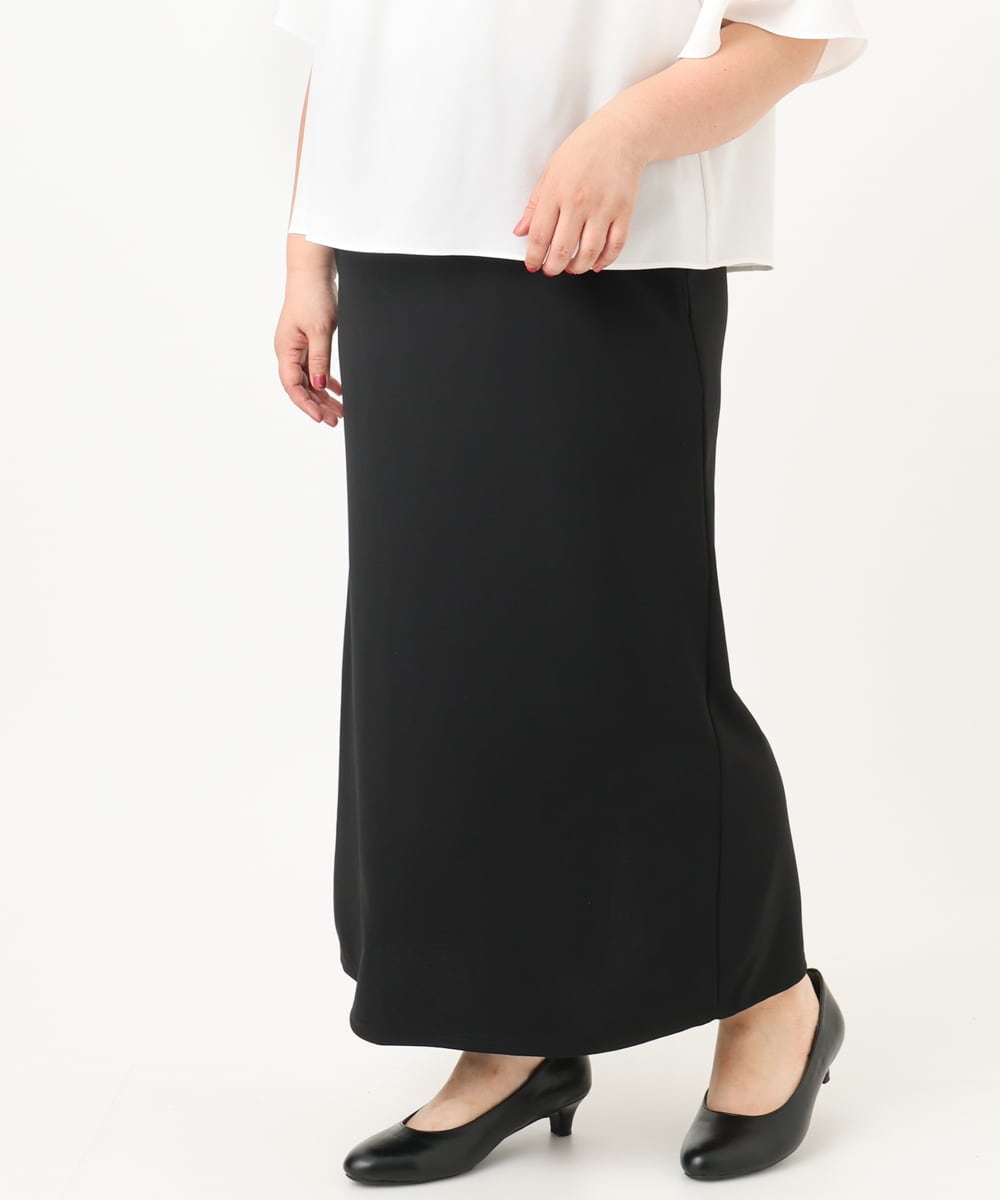 OLHIA14109 eur3(エウルキューブ) 【大きいサイズ】カットジョーゼットナロースカート ブラック(94)