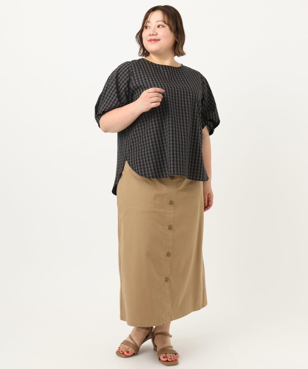OLHIA15109 eur3(エウルキューブ) 【大きいサイズ】フロントボタンタイトスカート ベージュ(82)