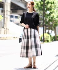 OLHIA17089 eur3(エウルキューブ) 【WEB先行販売】【大きいサイズ/a.v.v×eur3】ビックチェックタフタスカート ピンク(03)