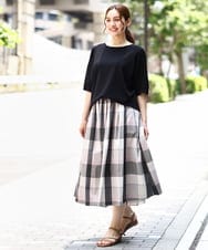 OLHIA17089 eur3(エウルキューブ) 【WEB先行販売】【大きいサイズ/a.v.v×eur3】ビックチェックタフタスカート ピンク(03)