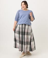 OLHIA17089 eur3(エウルキューブ) 【WEB先行販売】【大きいサイズ/a.v.v×eur3】ビックチェックタフタスカート ピンク(03)