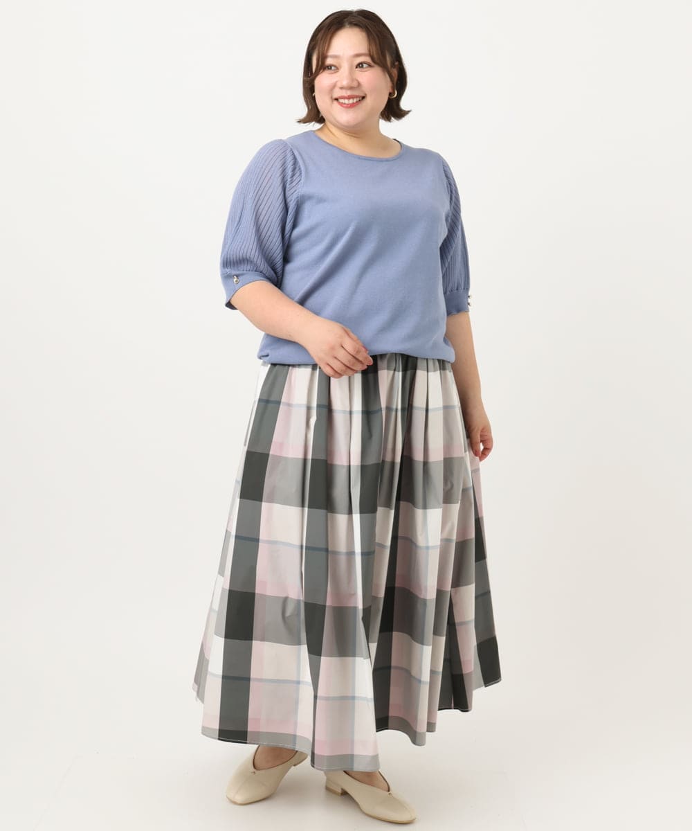 OLHIA17089 eur3(エウルキューブ) 【WEB先行販売】【大きいサイズ/a.v.v×eur3】ビックチェックタフタスカート ピンク(03)