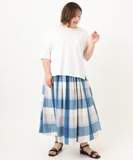 OLHIA17089 eur3(エウルキューブ) 【WEB先行販売】【大きいサイズ/a.v.v×eur3】ビックチェックタフタスカート ブルー(55)