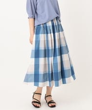 OLHIA17089 eur3(エウルキューブ) 【WEB先行販売】【大きいサイズ/a.v.v×eur3】ビックチェックタフタスカート ブルー(55)