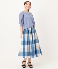 OLHIA17089 eur3(エウルキューブ) 【WEB先行販売】【大きいサイズ/a.v.v×eur3】ビックチェックタフタスカート ブルー(55)