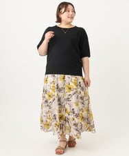 OLHIA18119 eur3(エウルキューブ) 【WEB先行販売】【大きいサイズ】フラワーフレアスカート アイボリー(80)