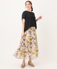 OLHIA18119 eur3(エウルキューブ) 【WEB先行販売】【大きいサイズ】フラワーフレアスカート アイボリー(80)