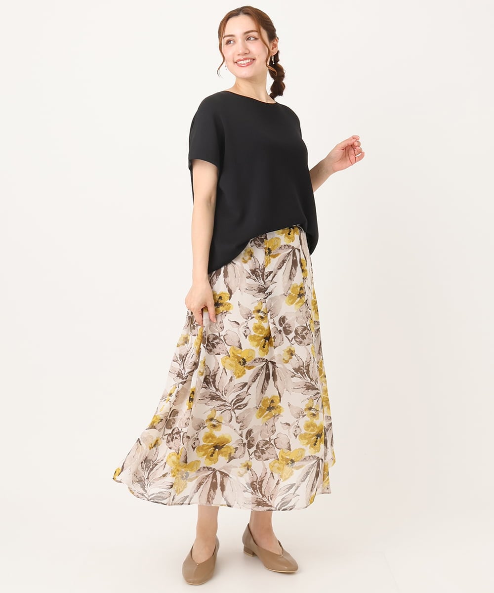 OLHIA18119 eur3(エウルキューブ) 【WEB先行販売】【大きいサイズ】フラワーフレアスカート アイボリー(80)