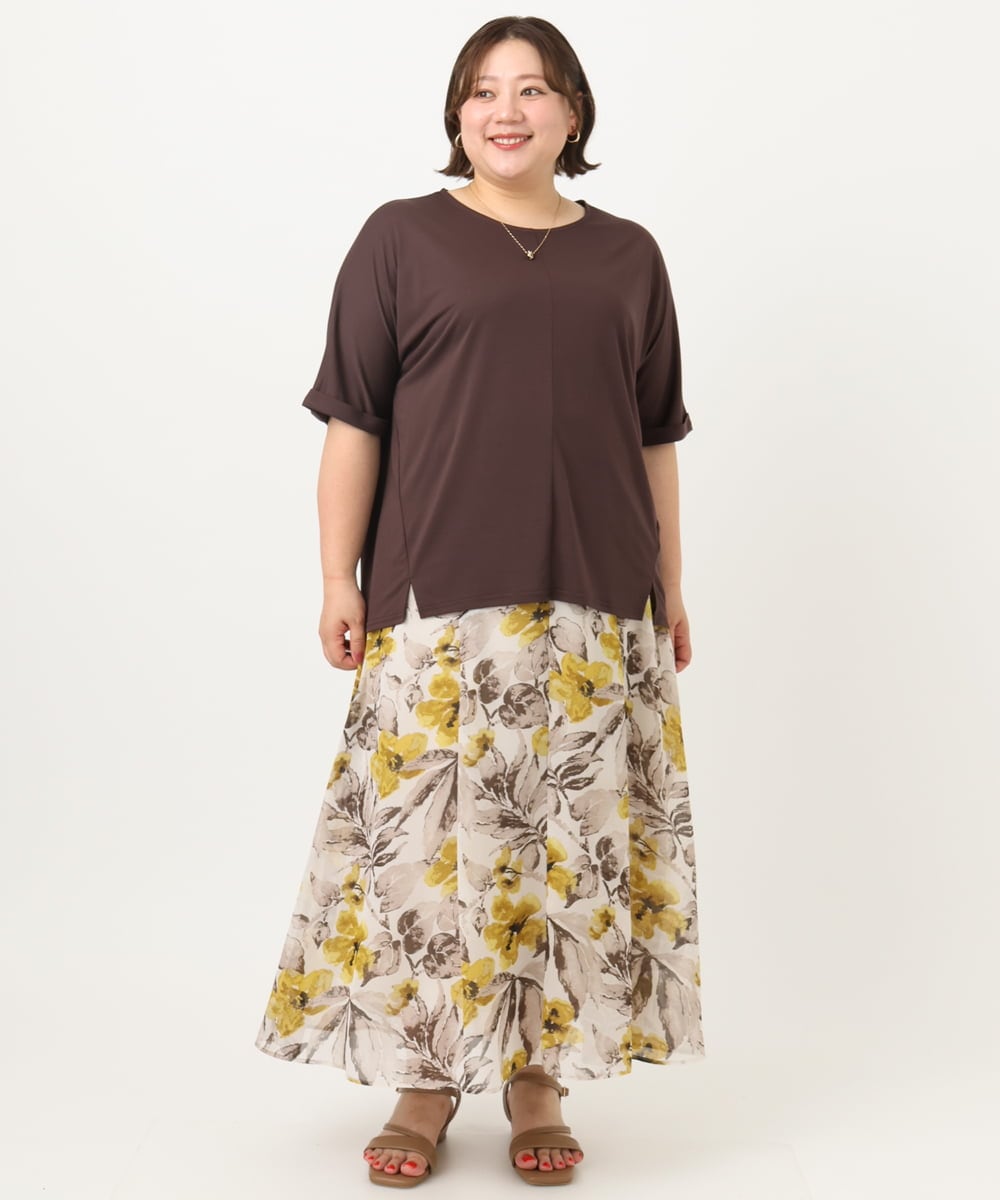 OLHIA18119 eur3(エウルキューブ) 【WEB先行販売】【大きいサイズ】フラワーフレアスカート アイボリー(80)