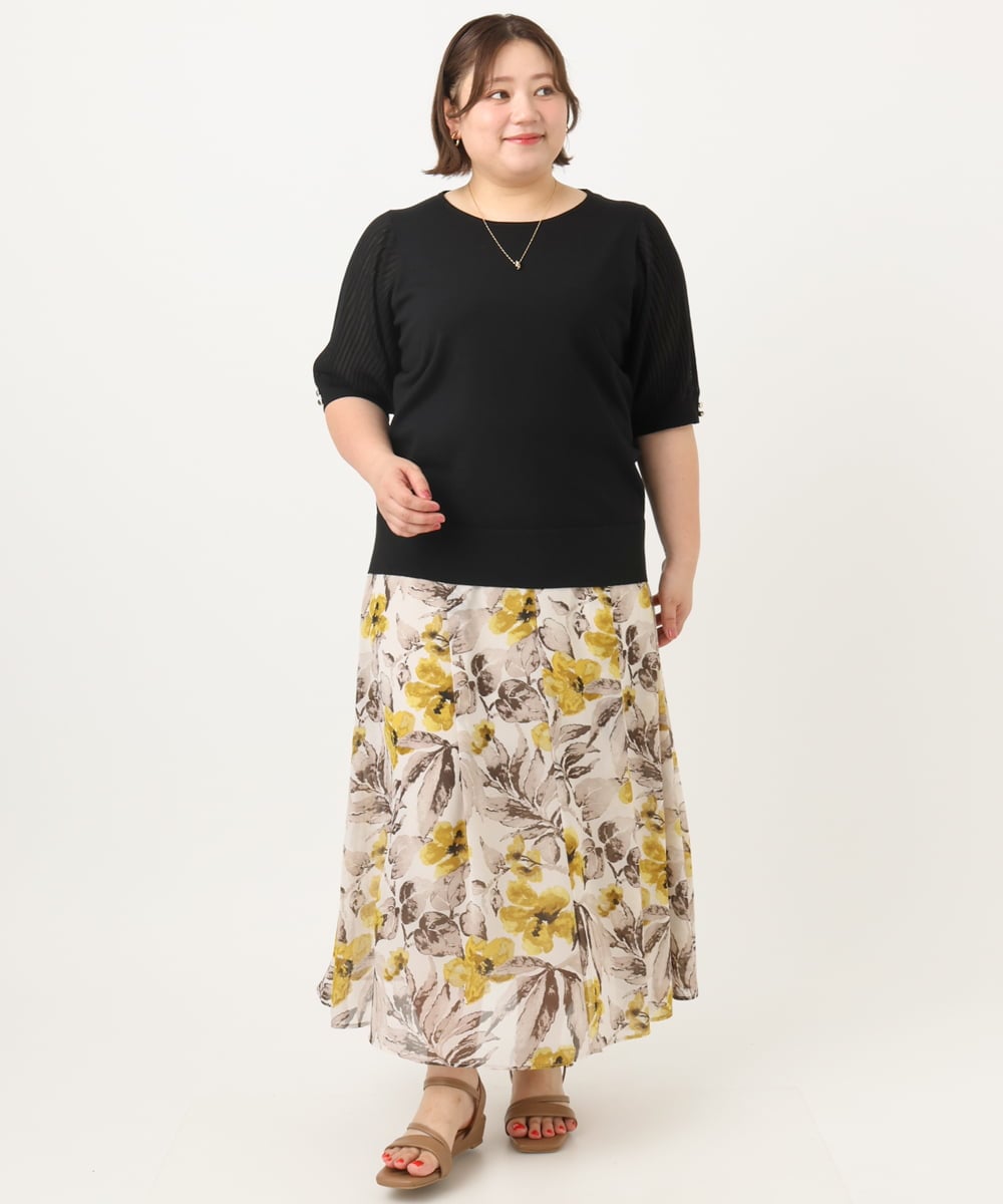OLHIA18119 eur3(エウルキューブ) 【WEB先行販売】【大きいサイズ】フラワーフレアスカート アイボリー(80)