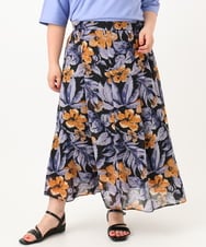 OLHIA18119 eur3(エウルキューブ) 【WEB先行販売】【大きいサイズ】フラワーフレアスカート ブラック(94)
