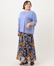 OLHIA18119 eur3(エウルキューブ) 【WEB先行販売】【大きいサイズ】フラワーフレアスカート ブラック(94)