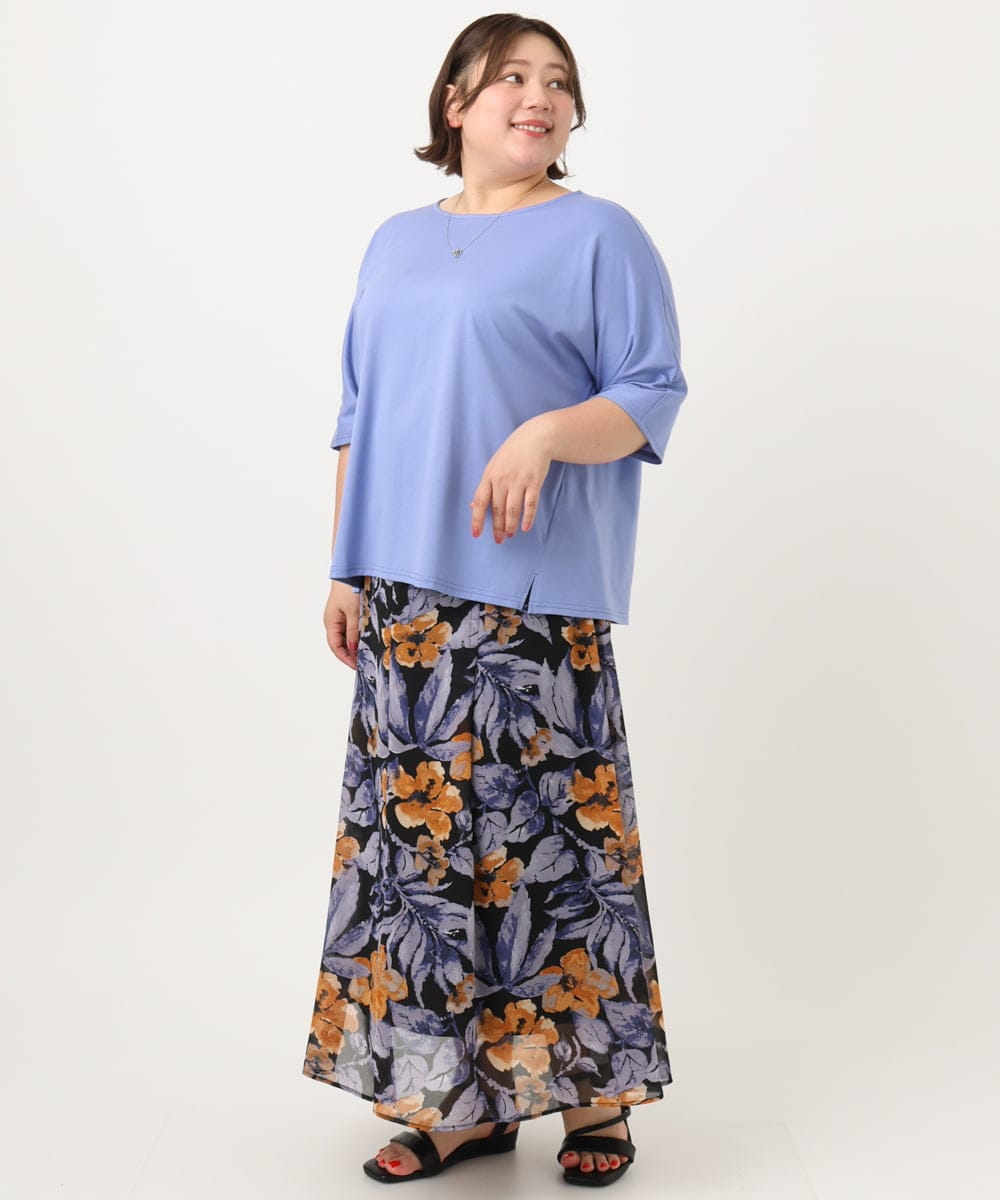 OLHIA18119 eur3(エウルキューブ) 【WEB先行販売】【大きいサイズ】フラワーフレアスカート ブラック(94)