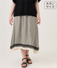 OLHID09119 eur3(エウルキューブ) 【大きいサイズ】スカーフプリントイレヘムスカート アイボリー