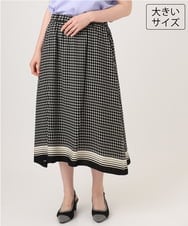 OLHID09119 eur3(エウルキューブ) 【大きいサイズ】スカーフプリントイレヘムスカート ブラック