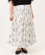 OLHID11089 eur3(エウルキューブ) 【WEB先行販売】【大きいサイズ/a.v.v×eur3/洗える】フラワープリントランダムプリーツスカート ベージュ