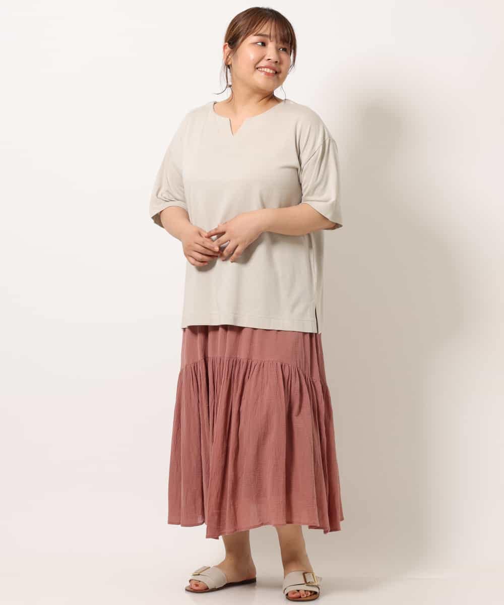 OLHIM14090 eur3(エウルキューブ) 【大きいサイズ】ティアードコットンスカート ピンク(03)