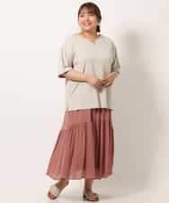 OLHIM14090 eur3(エウルキューブ) 【大きいサイズ】ティアードコットンスカート ピンク(03)