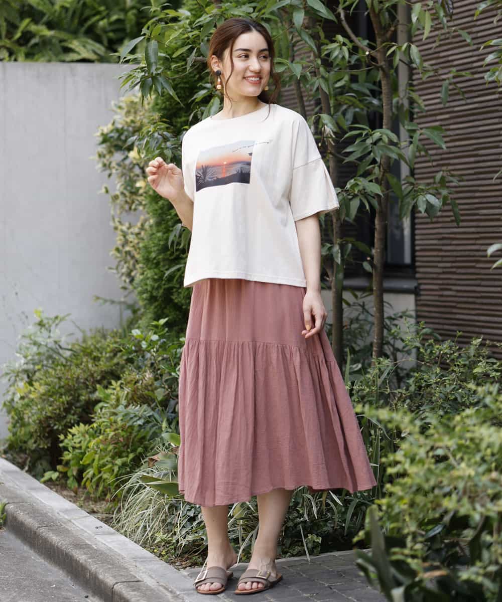 OLHIM14090 eur3(エウルキューブ) 【大きいサイズ】ティアードコットンスカート ピンク(03)