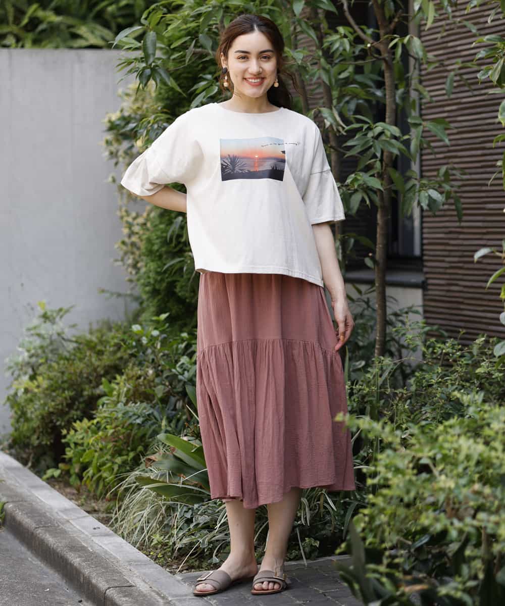 OLHIM14090 eur3(エウルキューブ) 【大きいサイズ】ティアードコットンスカート ピンク(03)