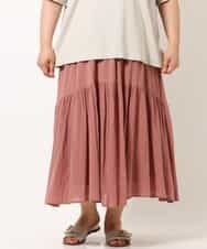 OLHIM14090 eur3(エウルキューブ) 【大きいサイズ】ティアードコットンスカート ピンク(03)