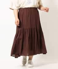 OLHIM14090 eur3(エウルキューブ) 【大きいサイズ】ティアードコットンスカート ブラウン(87)