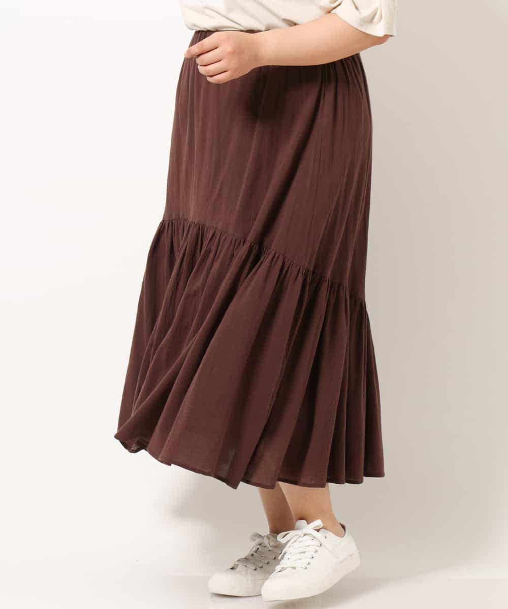 OLHIM14090 eur3(エウルキューブ) 【大きいサイズ】ティアードコットンスカート ブラウン(87)