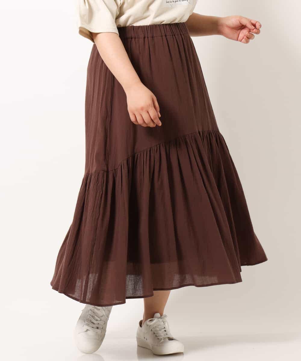 OLHIM14090 eur3(エウルキューブ) 【大きいサイズ】ティアードコットンスカート ブラウン(87)