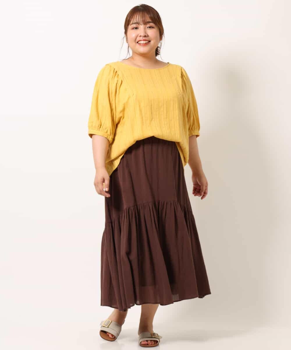 OLHIM14090 eur3(エウルキューブ) 【大きいサイズ】ティアードコットンスカート ブラウン(87)
